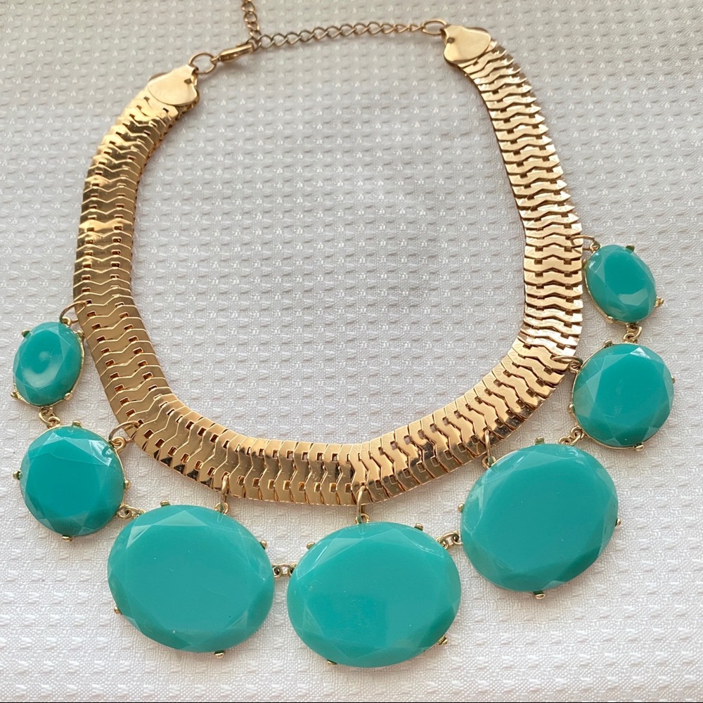 Supple Gold Necklace with Faceted Turquoise Stones
